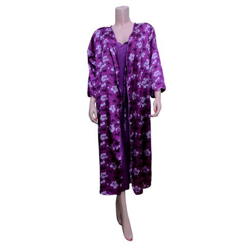 Purple Silk Chemise with Purple Flowers